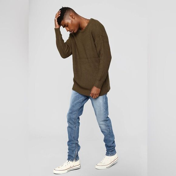Men’s Cole Olive Crew Neck Sweater – Sold Out Online - Picture 1 of 6